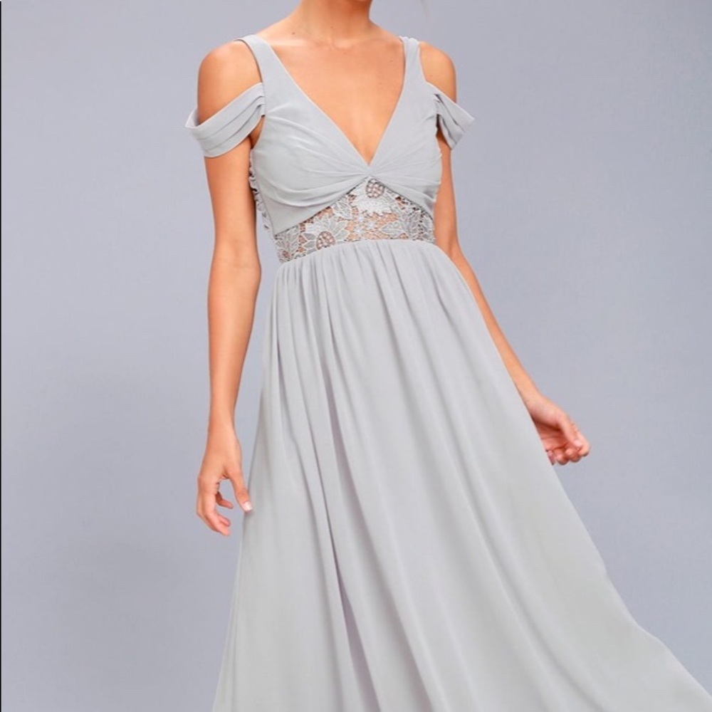 LULU’S HAVE THIS DANCE GREY MAXI DRESS